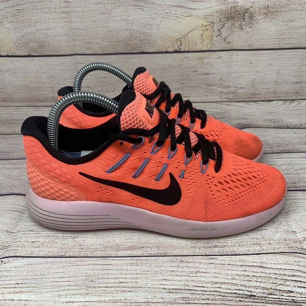 Nike Womens Lunarglide 8 Running Shoes Coral 843726-606 Lace Up Low Top Sz 7